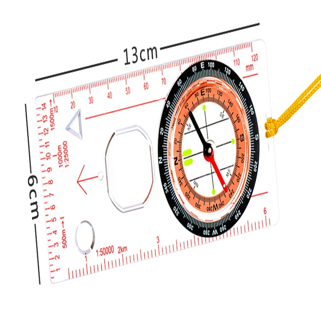 FLYTOP Portable Magnifying Compass Ruler Scale Scout Hiking Camping Boating Orienteering Map