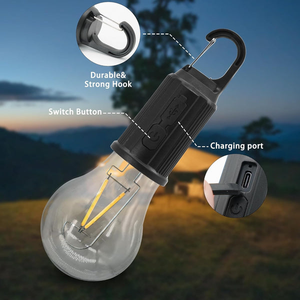 FLYTOP LED Camping Lights: Rechargeable, Dimmable, 3-Way, Outdoor ABS Material, LED Source, 36V or Below, USB Charging, No Laser Function, Electronic Parts Included. 1PC