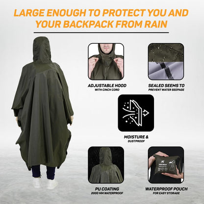 FLYTOP Lightweight Waterproof RAIN Poncho multicolor