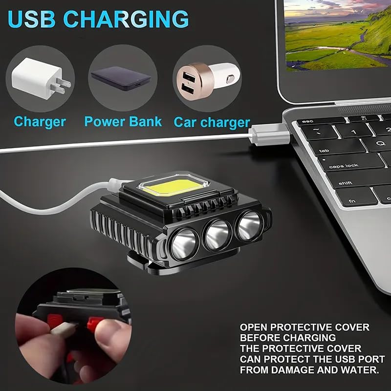 FLYTOP Rechargeable LED Headlamp | Wide Beam Head Torch with 5 Light Modes, Waterproof & Lightweight | Camping, Hiking, Cycling, Fishing, Repair Work, Outdoor & Indoor Use