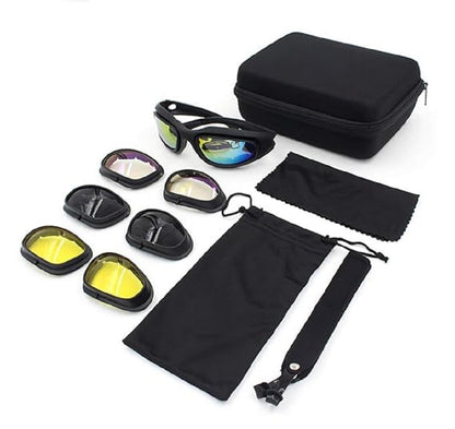 FLYTOP Tactical Poly-carbonate glass UV400 Protective Lenses Goggles (BLACK)