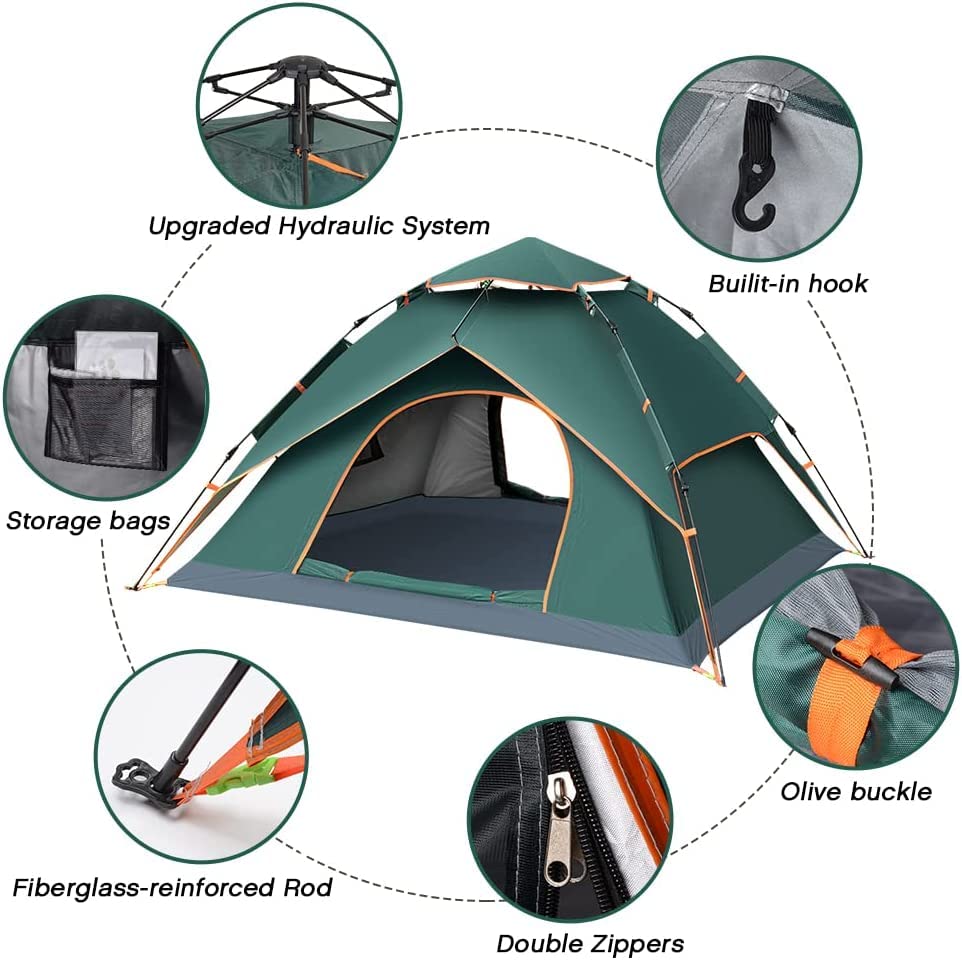 Double Layer Automatic Pop-Up Camping Tent (3–4 Person) | Waterproof All-Weather Shelter