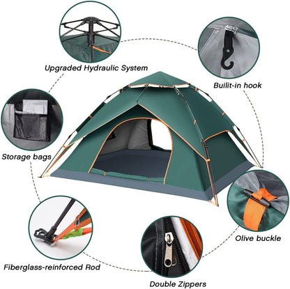 Double Layer Automatic Pop-Up Camping Tent (3–4 Person) | Waterproof All-Weather Shelter