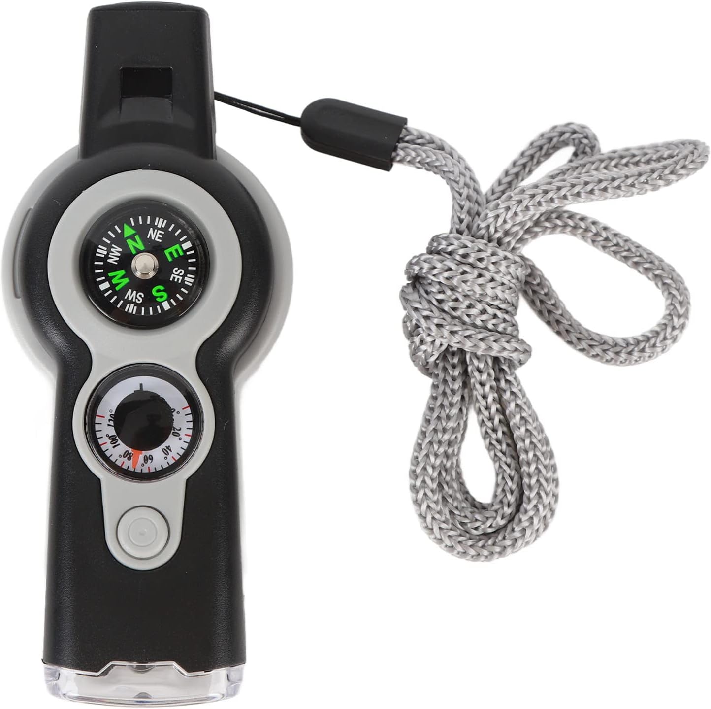 FLYTOP Emergency Multipurpose Whistle, Function Whistle Signal Mirror with Lanyard for Forest (Gray White)