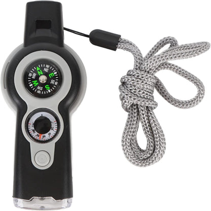 FLYTOP Emergency Multipurpose Whistle, Function Whistle Signal Mirror with Lanyard for Forest (Gray White)