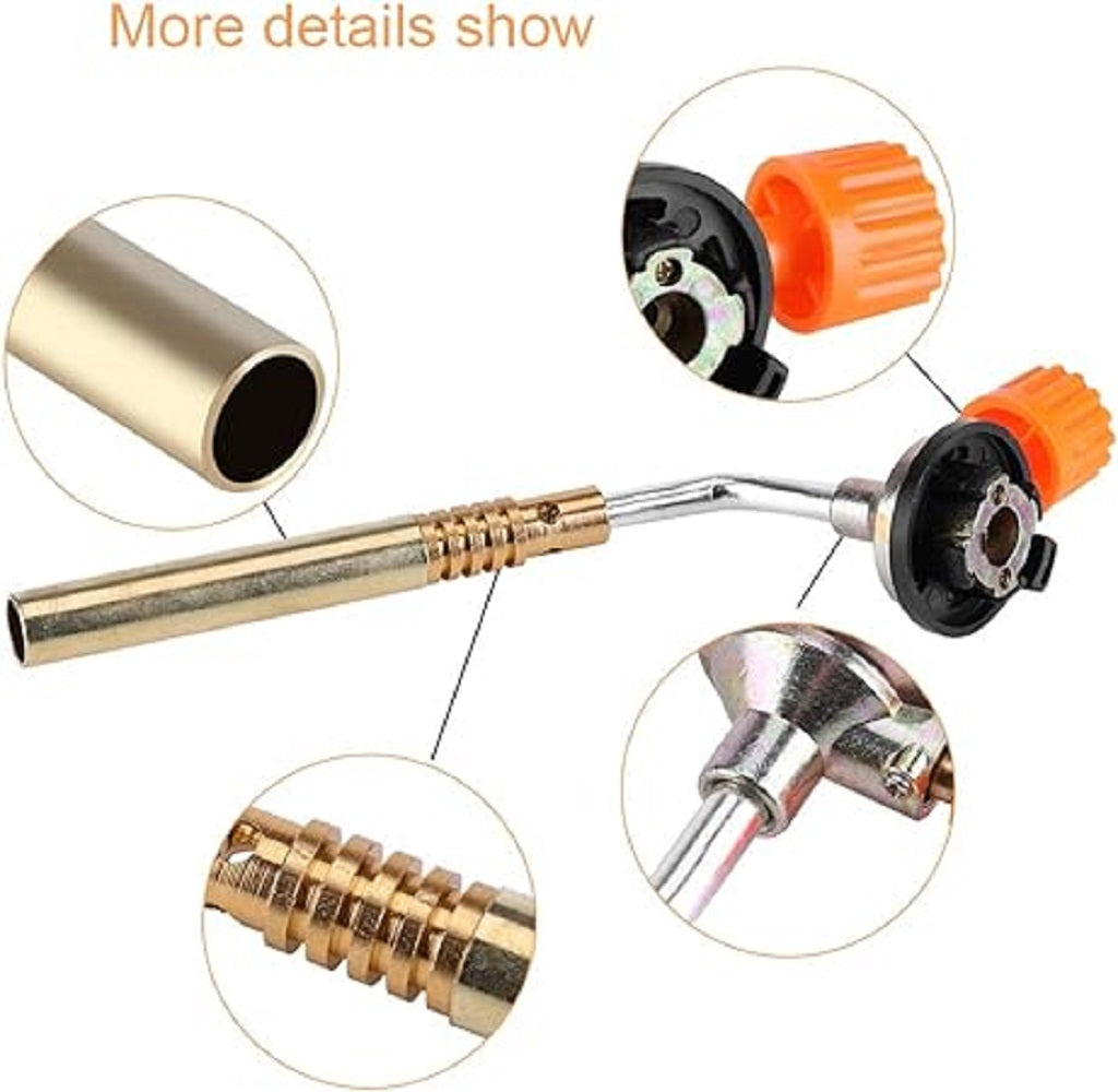 FLYTOP Adjustable Gas Blowing Torch Head, Manual Ignition  Zinc Alloy with Bright Yellow Flame, Ideal for High-Temperatu