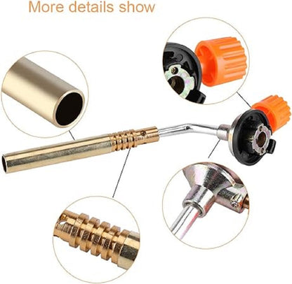 FLYTOP Adjustable Gas Blowing Torch Head, Manual Ignition  Zinc Alloy with Bright Yellow Flame, Ideal for High-Temperatu