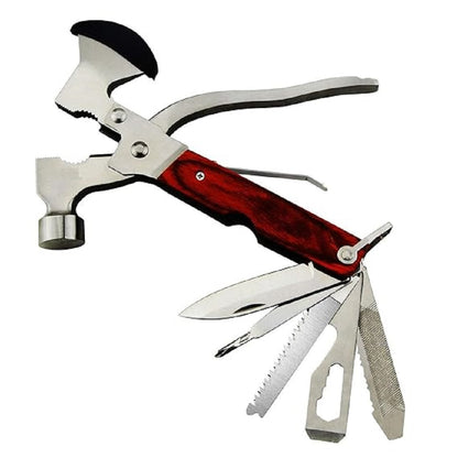 FLYTOP Stainless Steel Portable Multi Utility Multifunction 12 in 1 Hammer Tool Kit of Knife, Axe, Bottle Opener, Nut Car Safety Tool Kit