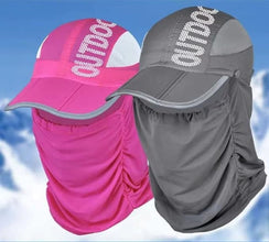 Quick-Dry Sun Protection Hat with Face Mask - Breathable, UV-Blocking Wide Brim for Fishing, Hiking & Outdoor Adventures - Adjustable, Lightweight & Foldable,Camping Accessories Multicolour