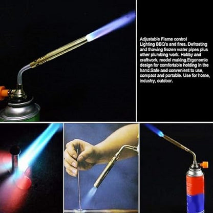 FLYTOP Adjustable Gas Blowing Torch Head, Manual Ignition  Zinc Alloy with Bright Yellow Flame, Ideal for High-Temperatu
