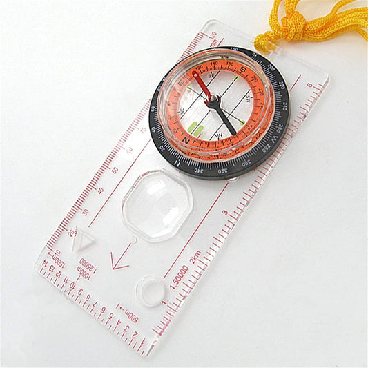 FLYTOP Portable Magnifying Compass Ruler Scale Scout Hiking Camping Boating Orienteering Map