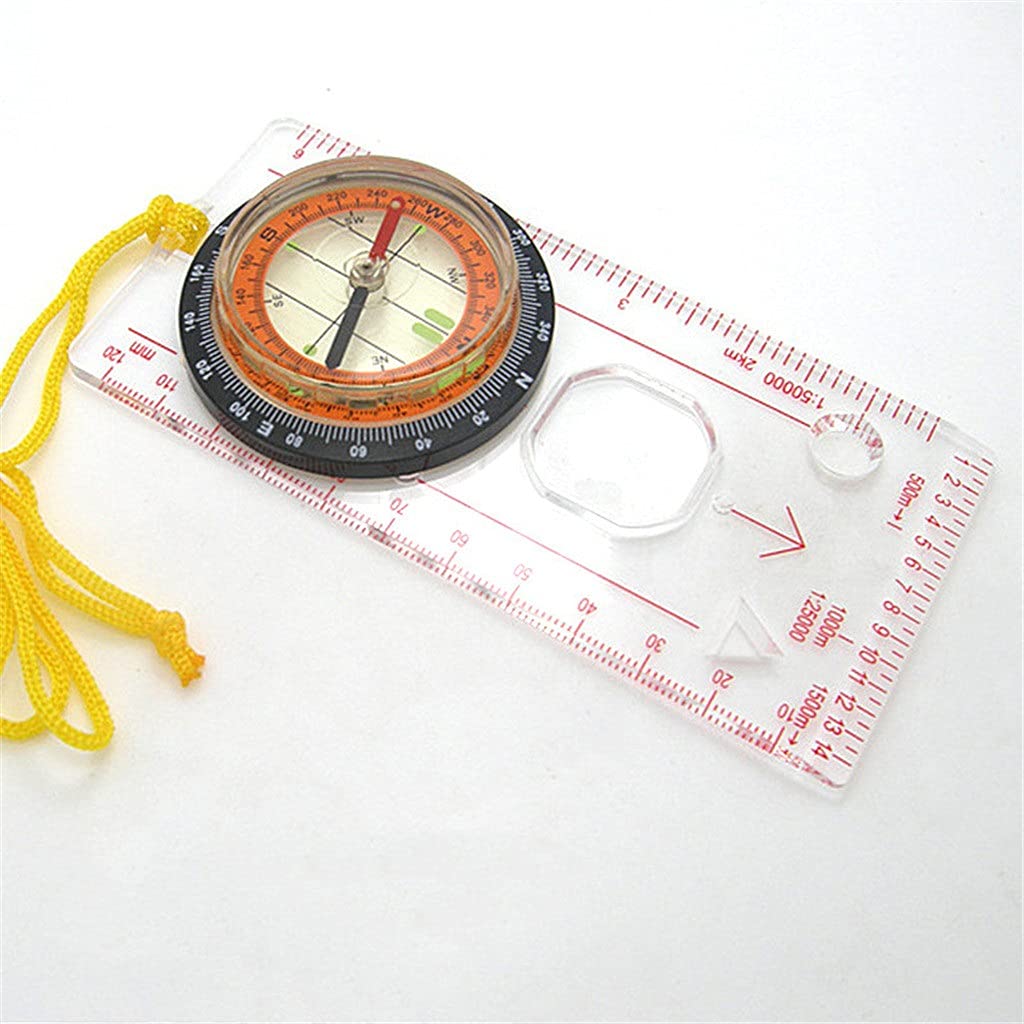 FLYTOP Portable Magnifying Compass Ruler Scale Scout Hiking Camping Boating Orienteering Map