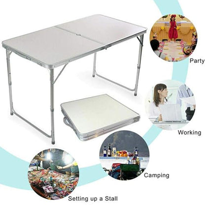 FLYTOP Aluminum Folding Table, Portable Camping Table 4 Foot Lightweight Foldable Table Height Adjustable for Party Picnic Dining Outdoor Indoor Use