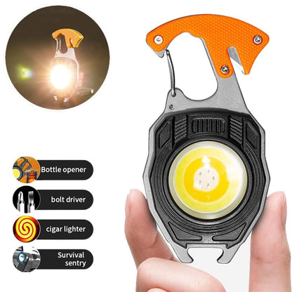 FLYTOP Keychain LED Flashlights – Rechargeable Torch with 7 Light Modes, Lighter, Whistle, Screwdriver, Bottle Opener, Magnet Base, 800 Lumens COB Light for Camping and Outdoor Emergency