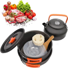 Camping Cookware Set Camping Gear Campfire Utensils Non-Stick Cooking Pot Pan Bowls Lightweight Travel with Storage Bag, Suitable for 2-3 People(TZ-301).