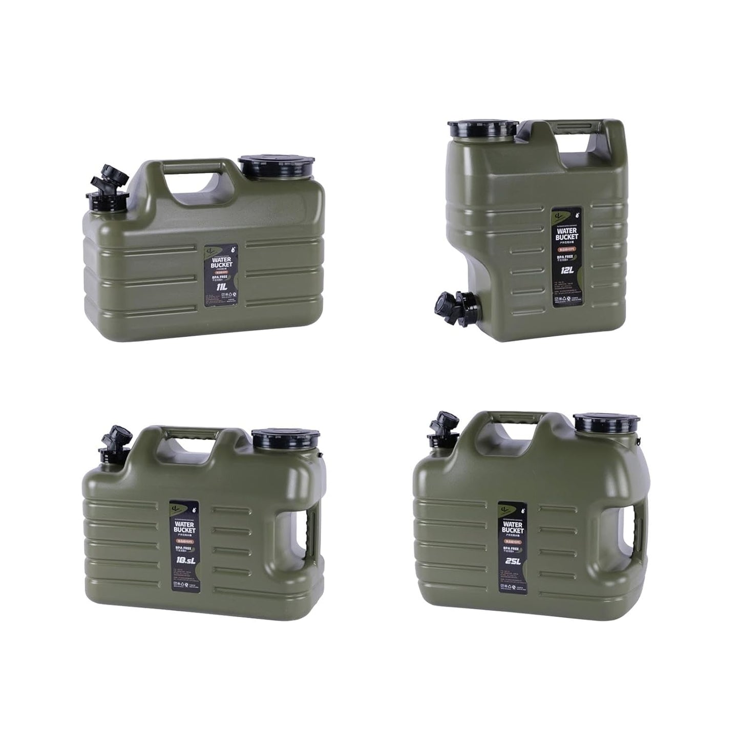 FLYTOP Water Storage Tank with Faucet Water Container for Picnic Hiking Green 18.5 LTR