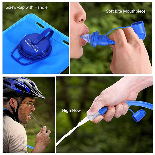 Portable Cycling Water Bladder - Leakproof, Foldable Hydration Pack for Outdoor Travel & Hiking, Blue Sport Running Mountain Cycling Bike Water Bag.