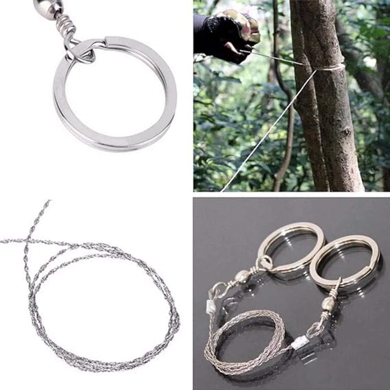 Stainless Steel Wire Saw - Emergency Survival Metal Cable Saw for Cutting Wood, PVC Pipes, and More - Compact Hand Pocket Rope Saw for Camping, Hiking, and Outdoor Adventures