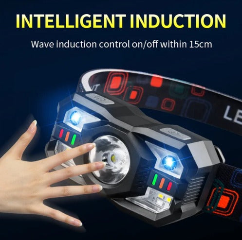 FLYTOP LED Induction Headlamp USB Charging Super Bright Headlight Motion Sensor Headlight Torch for Outdoor Camping Running