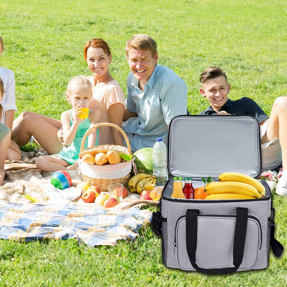 Lunch Bag Rexine Thermal Insulated Tiffin Bag with Bottle Holder Waterproof Top Handle Front Pocket Lunch Bag for Office