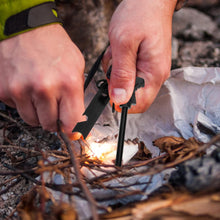 FLYTOP 4.25 Inch Flint Fire Starter, Survival Ferro Rods Starter with Easy Grip Handle and Multifunction Striker, Waterproof Flint Fire Can be Struck 15000 Times for Camping, Hiking