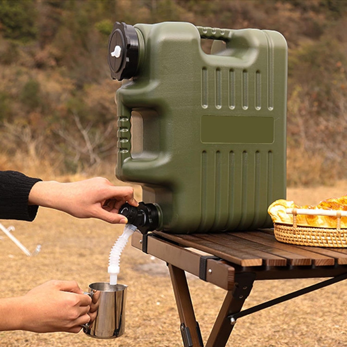 FLYTOP Water Storage Tank with Faucet Water Container for Picnic Hiking Green 18.5 LTR