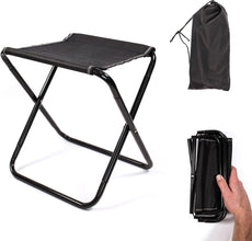 Portable Camping Folding Stool with Pouch, Small Lightweight Collapsible Camp Stool Aluminum Compact Ultralight Mini Folding Stool Seat for Garden, Beach, Fishing, Hiking, Picnic, BBQ, Travel
