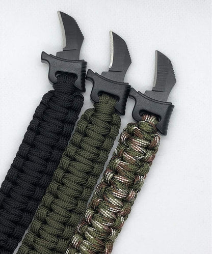 FLYTOP Camping Hiking 550lb Paracord Knife ,Bracelet,  Fire  Starter, Compass, Whistle