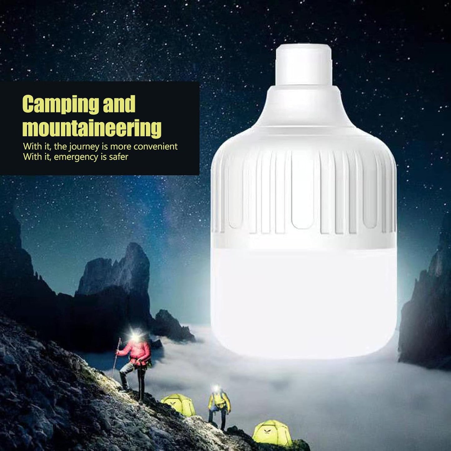FLYTOP Portable LED Light Bulb, 120W 3 Modes Rechargeable Emergency LED Light Bulb for Outdoor Night Fishing