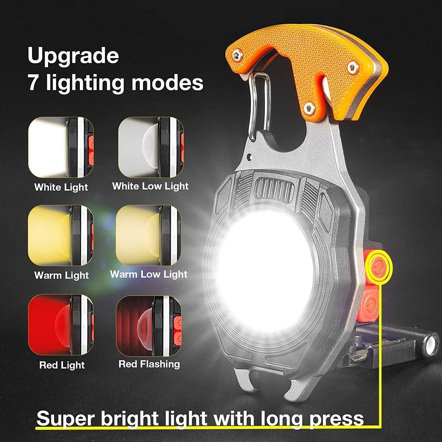 FLYTOP Keychain LED Flashlights – Rechargeable Torch with 7 Light Modes, Lighter, Whistle, Screwdriver, Bottle Opener, Magnet Base, 800 Lumens COB Light for Camping and Outdoor Emergency