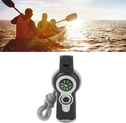 FLYTOP Emergency Multipurpose Whistle, Function Whistle Signal Mirror with Lanyard for Forest (Gray White)