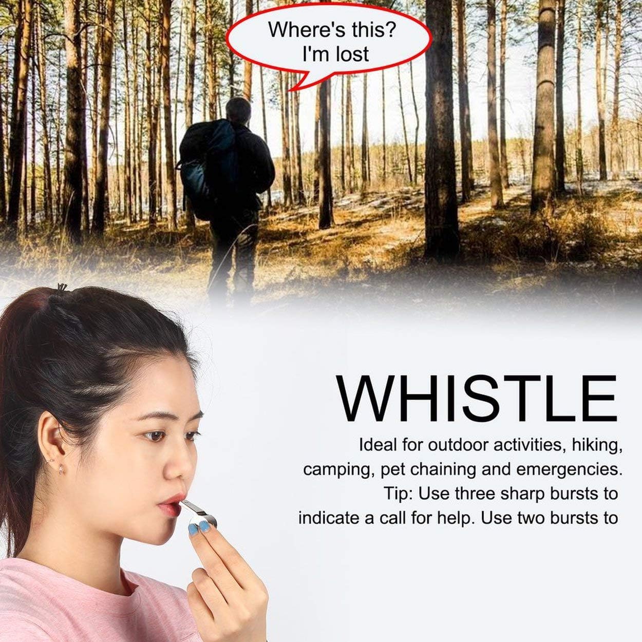 FLYTOP Whistle  Stainless Steel Sports Whistles with Lanyard Loud Crisp Sound Whistles Great for Coaches Referees Officials and Traffic Police 1PC