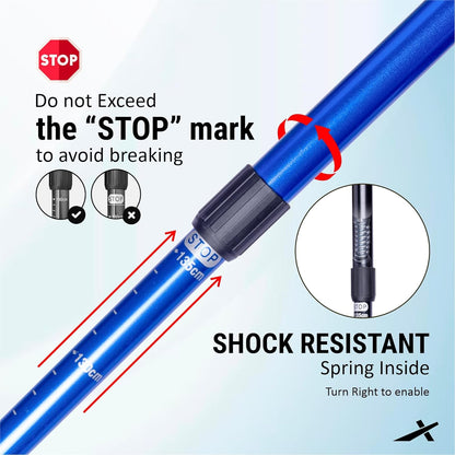 FLYTOP Walking Stick, Walking Pole, Telescopic Comfortable Strong Adjustable for Camping Outdoor Trekking Poles.