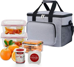 Lunch Bag Rexine Thermal Insulated Tiffin Bag with Bottle Holder Waterproof Top Handle Front Pocket Lunch Bag for Office