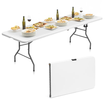 FLYTOP Portable Folding Camping Table, Picnic Table Fold in Half Plastic Picnic Desk with Handle for Indoor Outdoor