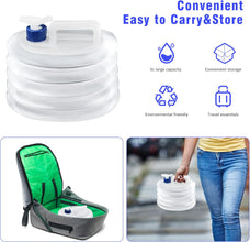 Foldable Water Container with Spigot, 10 Liter, Portable Camping Storage, White