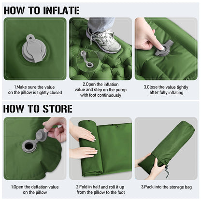 FLYTOP Camping Sleeping Pad Thick Camping Mattress Waterproof Self Inflating Air Mattress with Carry Bag Built-in Foot Pump and Pillow for Backpacking, Hiking, Traveling