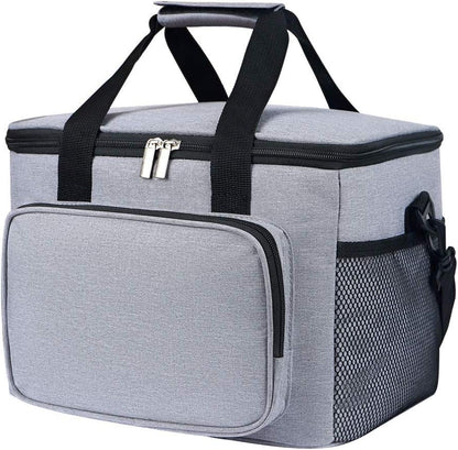 Lunch Bag Rexine Thermal Insulated Tiffin Bag with Bottle Holder Waterproof Top Handle Front Pocket Lunch Bag for Office