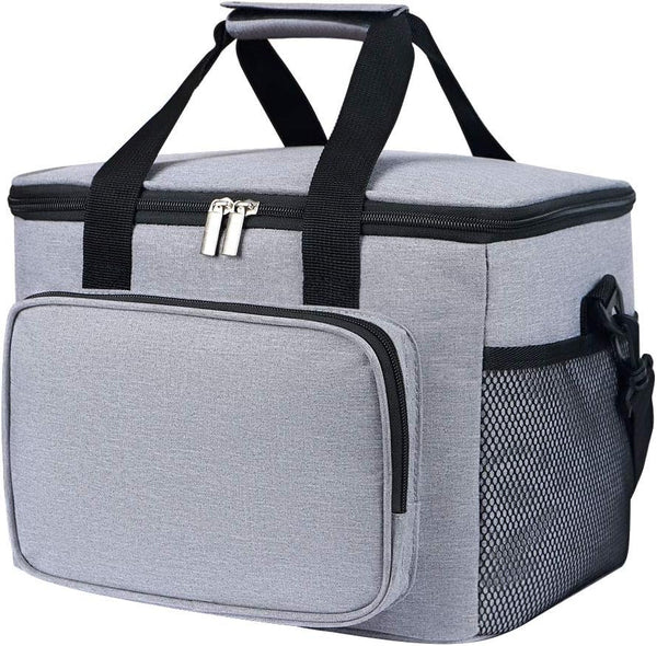 Lunch Bag Rexine Thermal Insulated Tiffin Bag with Bottle Holder Waterproof Top Handle Front Pocket Lunch Bag for Office