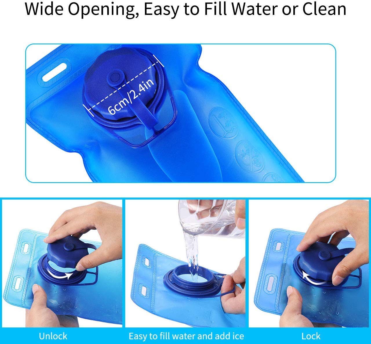 Portable Cycling Water Bladder - Leakproof, Foldable Hydration Pack for Outdoor Travel & Hiking, Blue Sport Running Mountain Cycling Bike Water Bag.