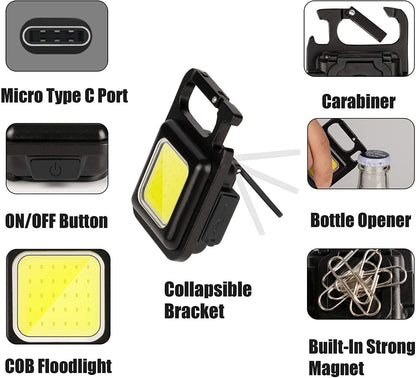 LED Battery Operated Keychain Flashlight with Folding Bracket (1 Pc)