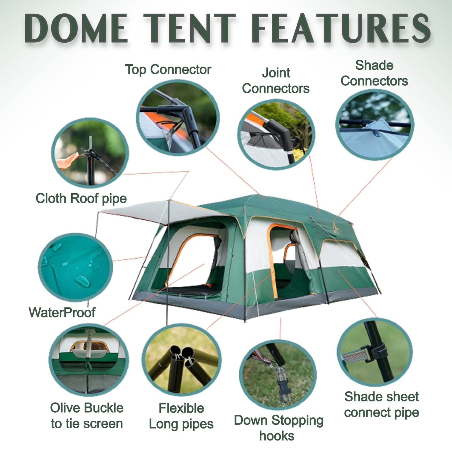Camping Tent House Waterproof Outdoor Dome Tents for Adults Sleeping for Picnic Travelling Trekking Campaign Tent