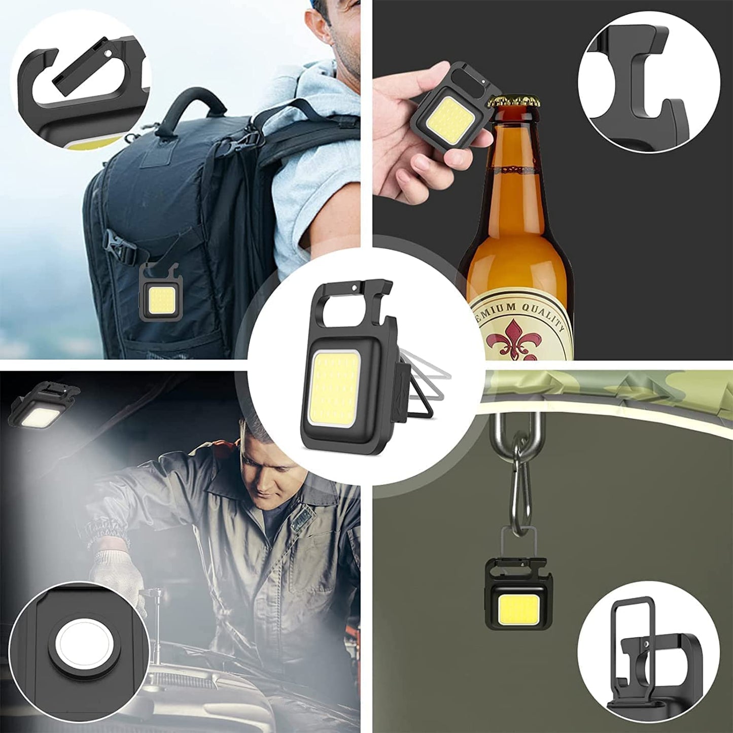 LED Battery Operated Keychain Flashlight with Folding Bracket (1 Pc)