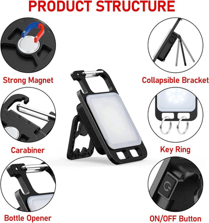 LED Battery Operated Keychain Flashlight with Folding Bracket (1 Pc)