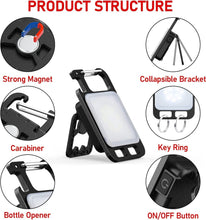 FLYTOP Mini LED Flashlight Keychain Torch- COB Work Lights 800 Lumens Rechargeable Waterproof Pocket Lamp with Magnetic Hook Bottle Opener Emergency Repairs Light,Running, Camping, Fishing (1)