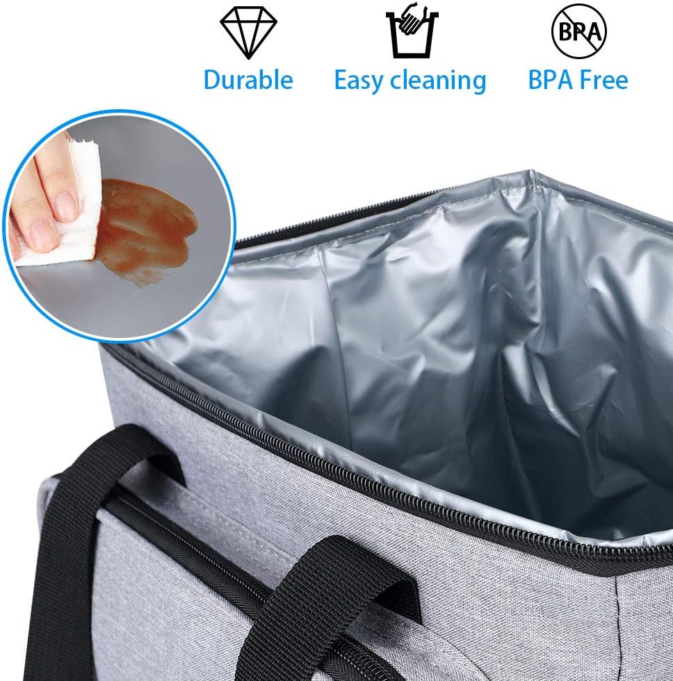 Lunch Bag Rexine Thermal Insulated Tiffin Bag with Bottle Holder Waterproof Top Handle Front Pocket Lunch Bag for Office