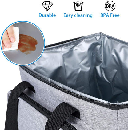 Lunch Bag Rexine Thermal Insulated Tiffin Bag with Bottle Holder Waterproof Top Handle Front Pocket Lunch Bag for Office
