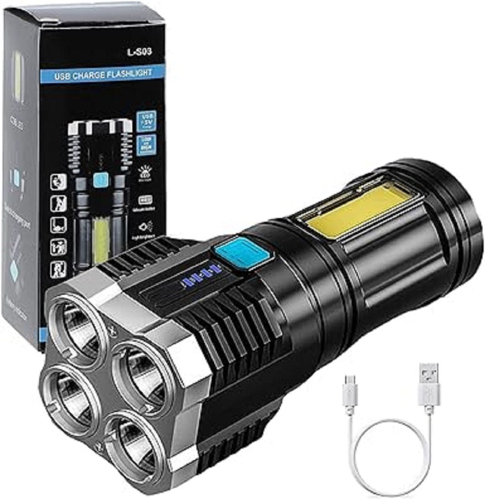 FLYTOP 4LED Flashlight | USB Rechargeable Light | Tent Light | Torch for Trekking