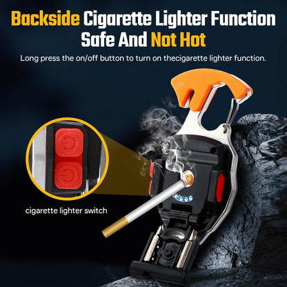 FLYTOP Keychain LED Flashlights – Rechargeable Torch with 7 Light Modes, Lighter, Whistle, Screwdriver, Bottle Opener, Magnet Base, 800 Lumens COB Light for Camping and Outdoor Emergency