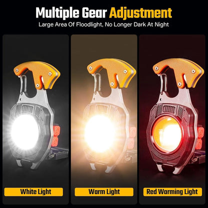 FLYTOP Keychain LED Flashlights – Rechargeable Torch with 7 Light Modes, Lighter, Whistle, Screwdriver, Bottle Opener, Magnet Base, 800 Lumens COB Light for Camping and Outdoor Emergency